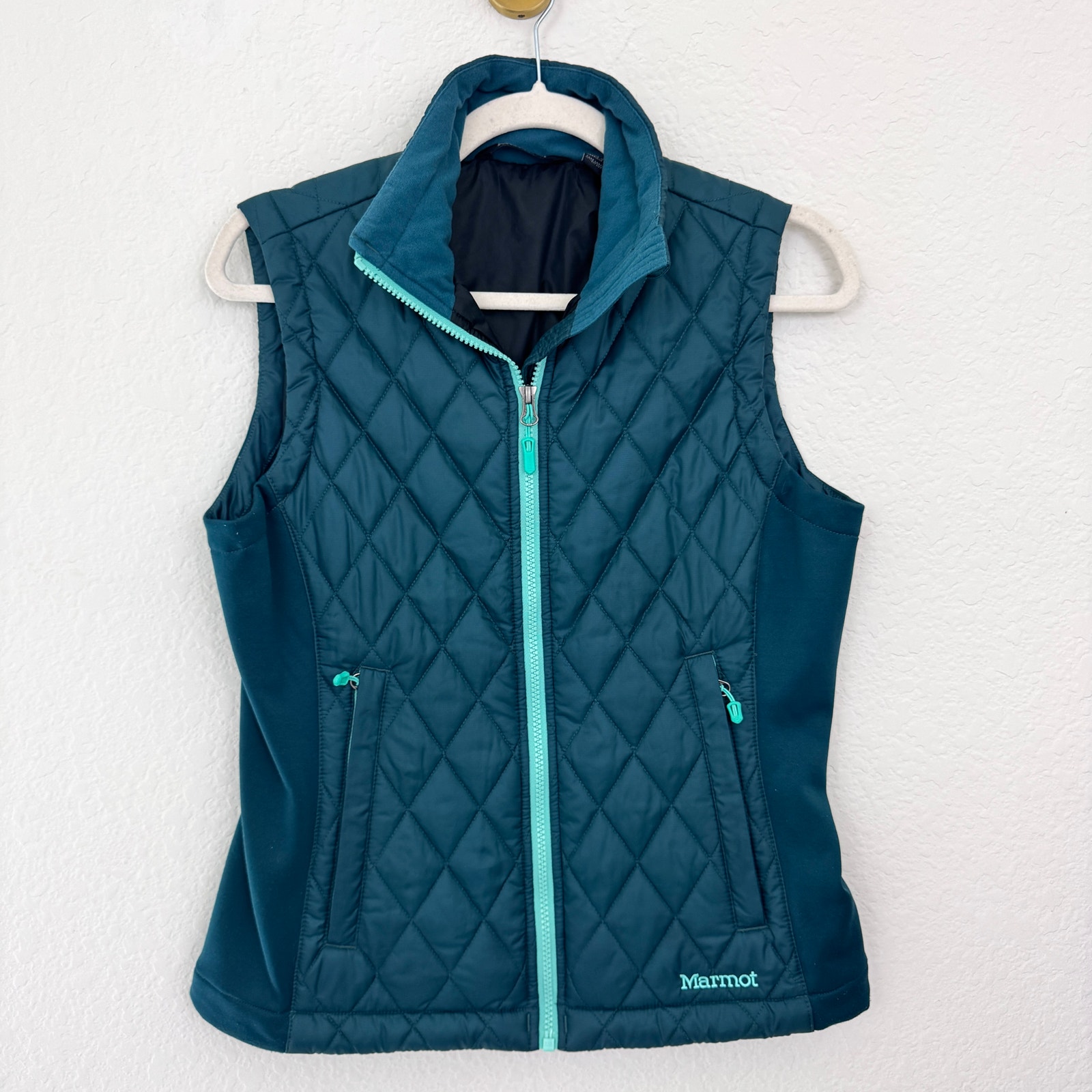 Marmot Womens Quilted Puffer Vest Sz S Outdoor Active Hiking Gorpcore Teal Green
